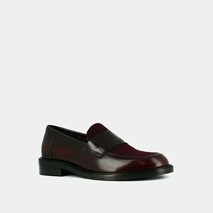 Round-toed college loafers - Jonak x Schott in burgundy glazed leather