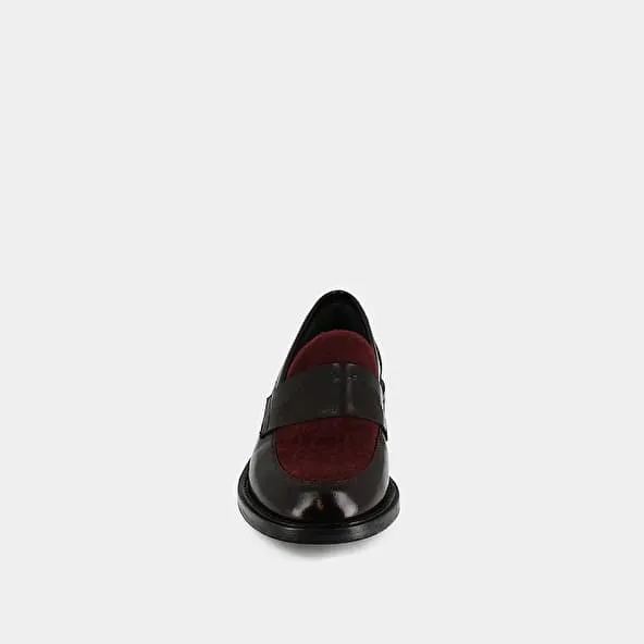 Round-toed college loafers - Jonak x Schott in burgundy glazed leather