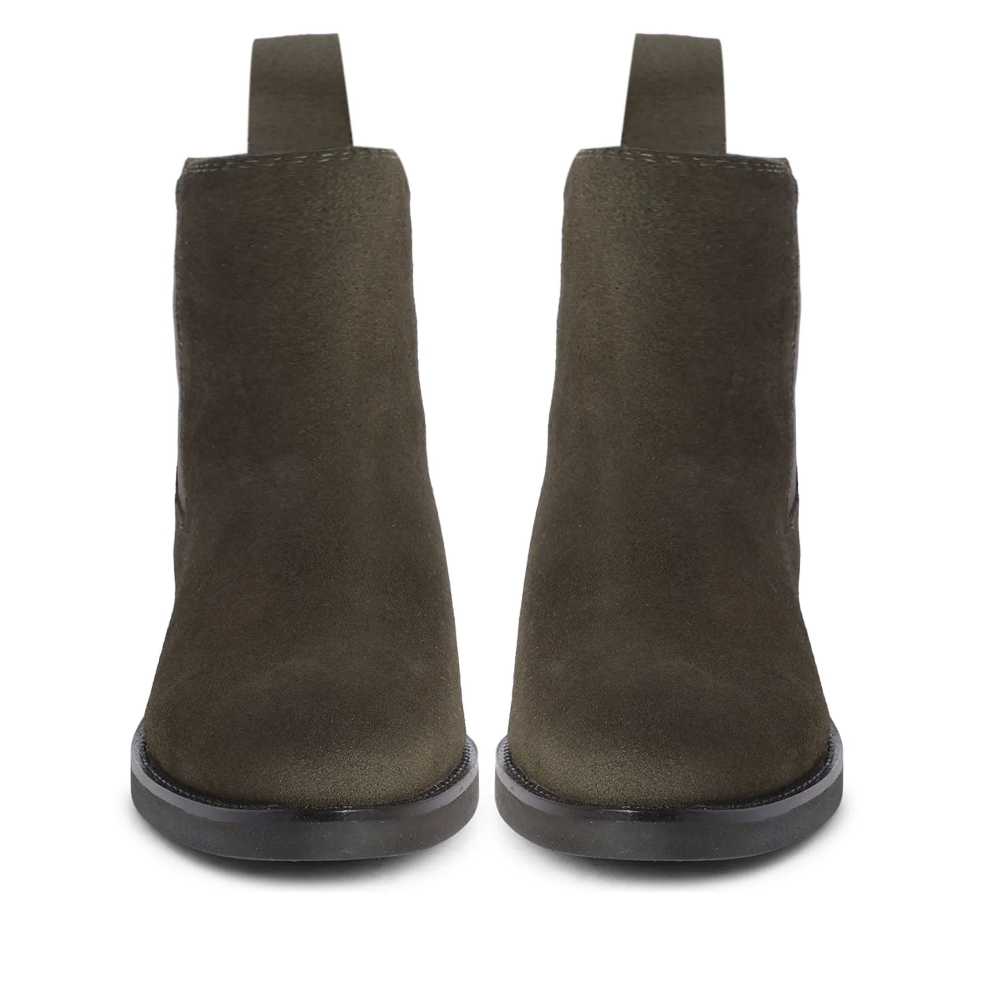 Saint Isa Olive Suede Leather Ankle Boots