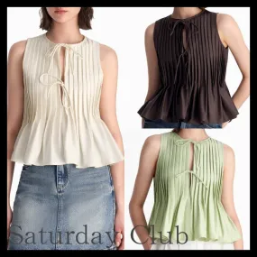 SaturdayClub  |Casual Style Sleeveless Street Style Plain Party Style