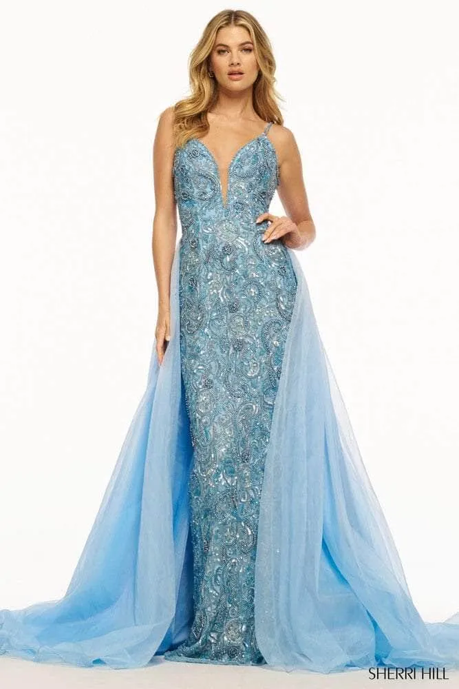 Sherri Hill 56018 - V-Neck Organza Overskirt Evening Gown