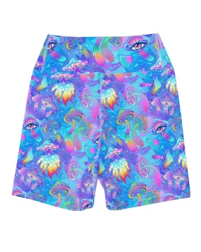 Shroomin Blue Yoga Shorts