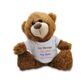 Soft Dark Brown Teddy Bear Toy with T-shirt, Personalise with Any Message