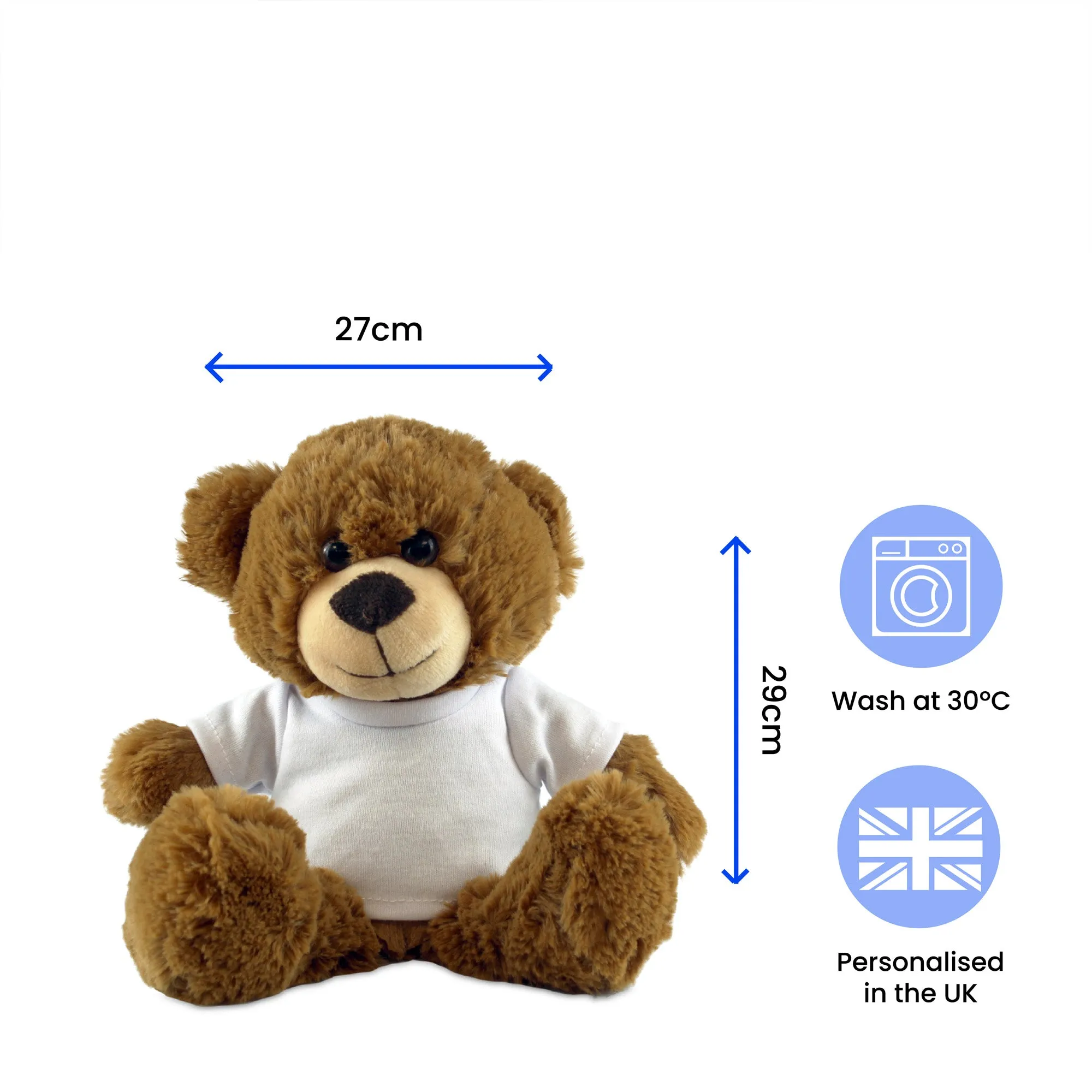 Soft Dark Brown Teddy Bear Toy with T-shirt, Personalise with Any Message