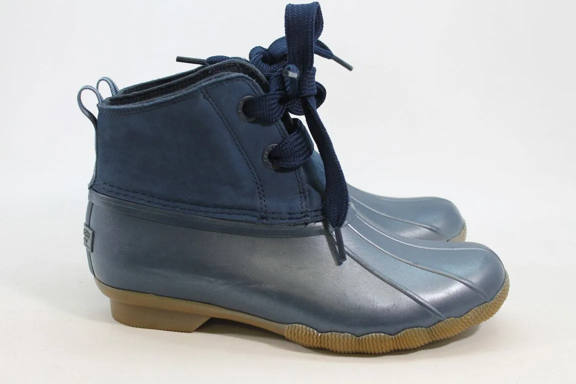 Sperry Top-Sider Saltwater 2-Eye Women's Navy/Blue Boots 7.5M(ZAP17678)