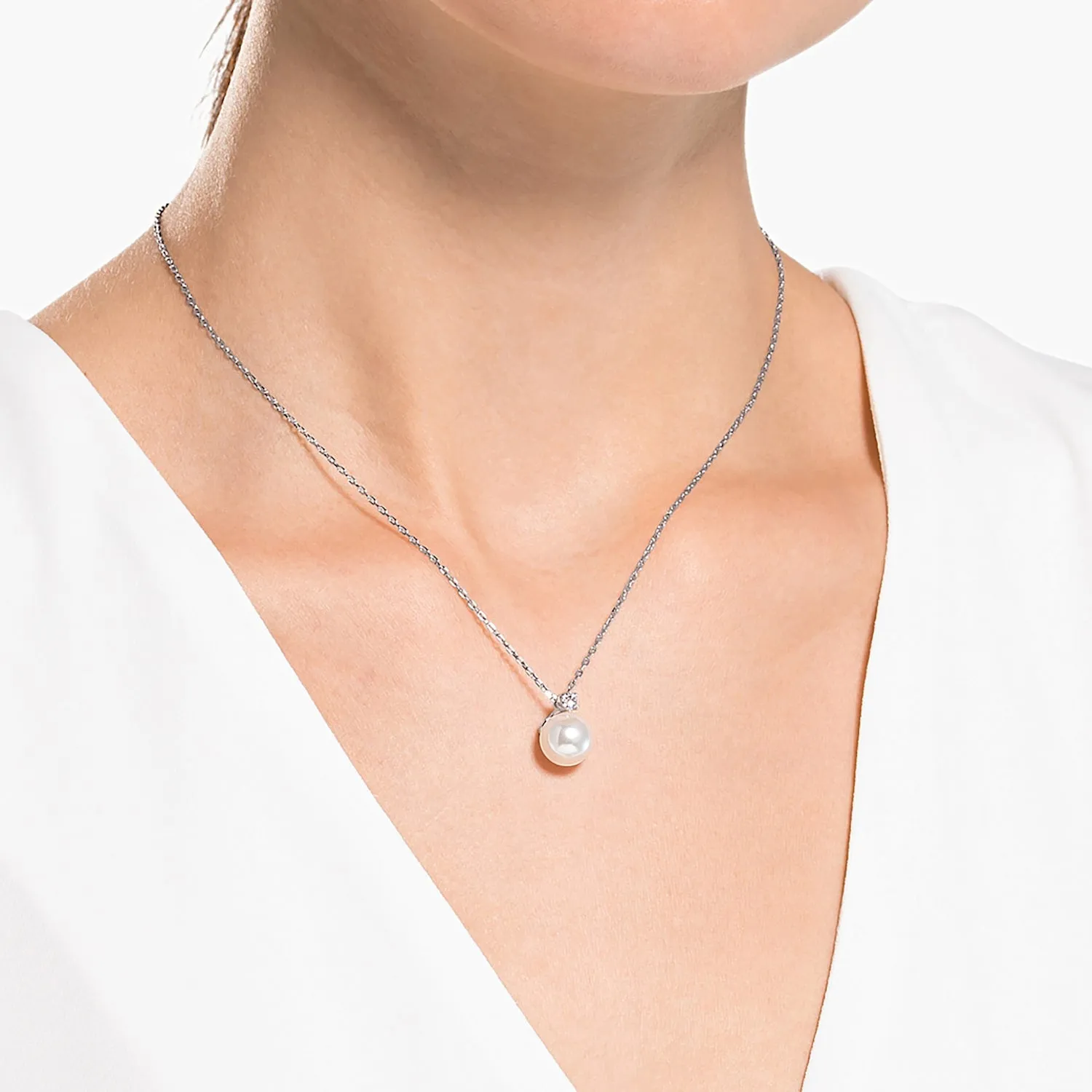 Swarovski Treasure necklace White, Rhodium plated- 5563288