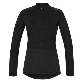 T-Shirt Husky Merino 100 Zip LS - Black - women´s