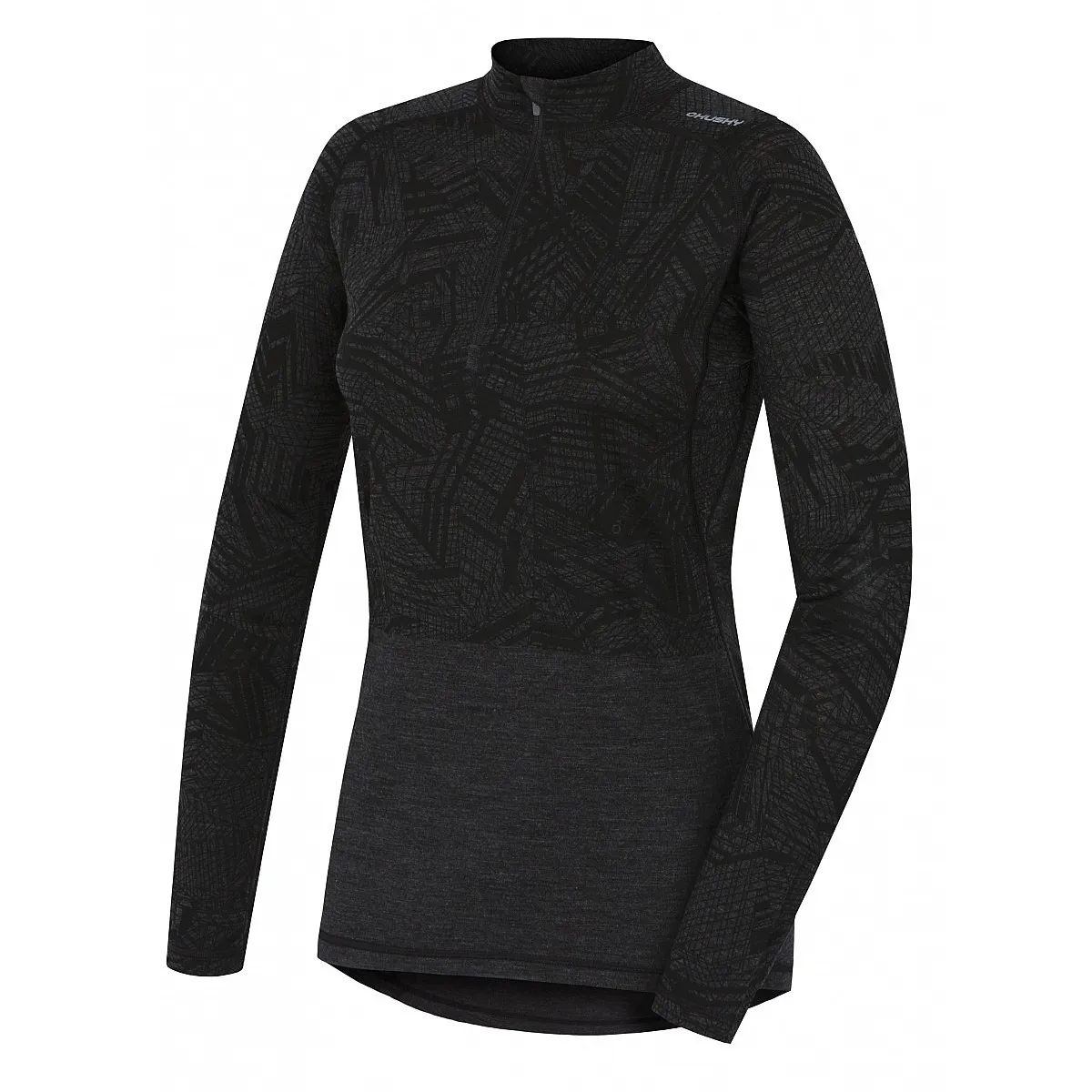 T-Shirt Husky Merino 100 Zip LS - Black - women´s