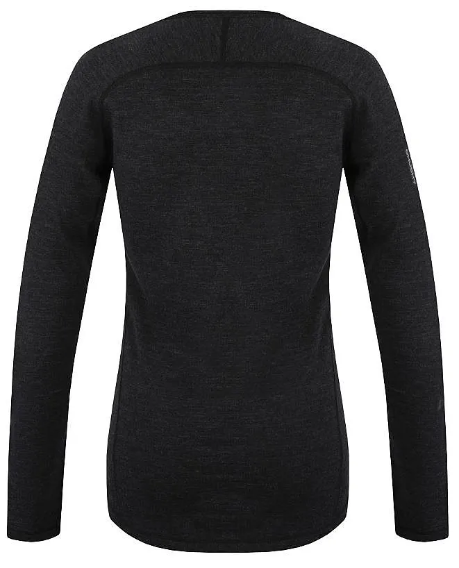 T-Shirt Husky Merino Merow Zip LS - Black - women´s