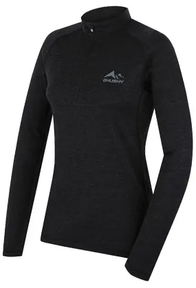 T-Shirt Husky Merino Merow Zip LS - Black - women´s