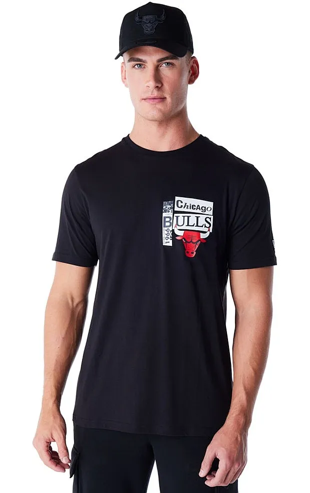 T-Shirt New Era Newspaper Graphic NBA Chicago Bulls - Black/Faded Red - men´s