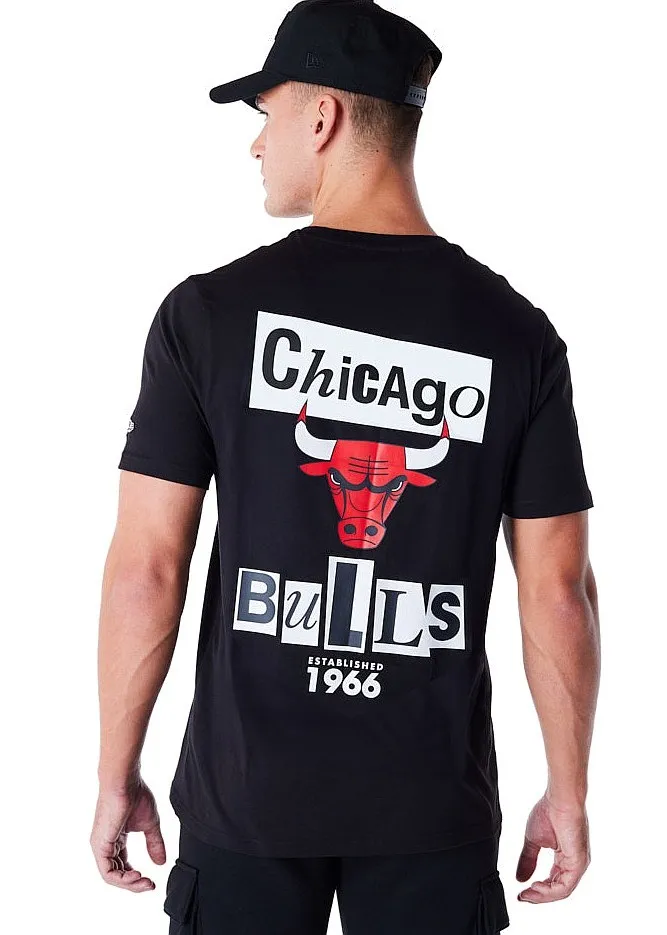 T-Shirt New Era Newspaper Graphic NBA Chicago Bulls - Black/Faded Red - men´s