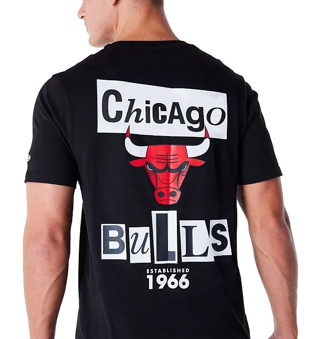 T-Shirt New Era Newspaper Graphic NBA Chicago Bulls - Black/Faded Red - men´s