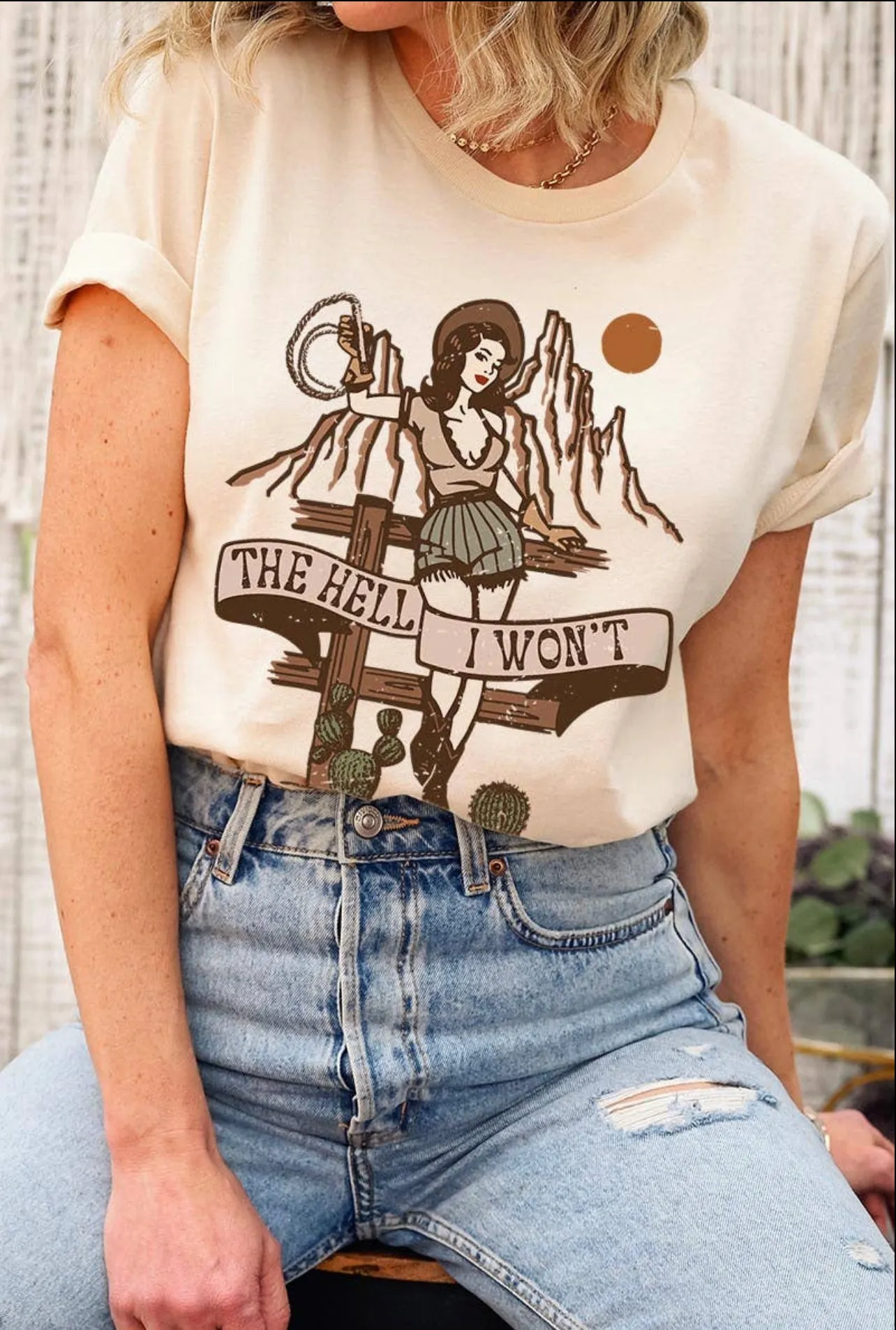 THE HELL I WON'T,COWGIRL UNISEX SHORT SLEEVE