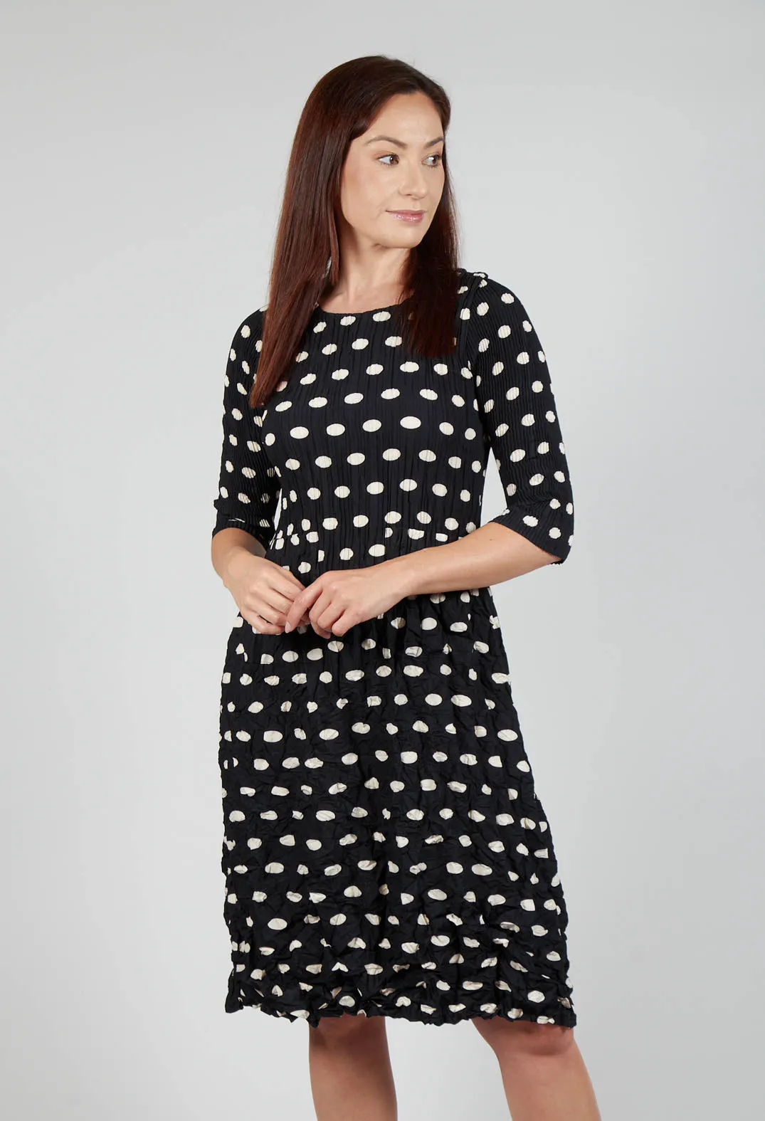 Three Quarter Sleeve Smash Dress in Elliptical Spot