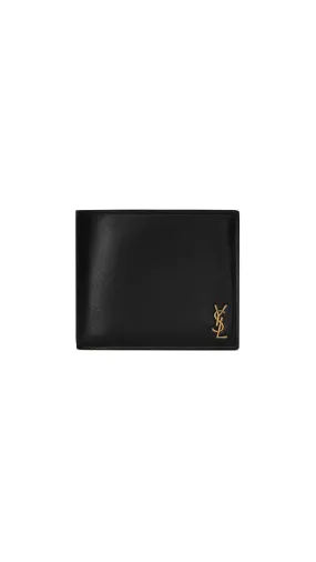 Tiny Cassandre East/West Wallet in Shiny Leather - Black