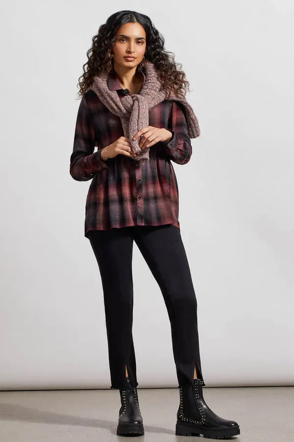 Tribal Plaid Peplum Button-Up