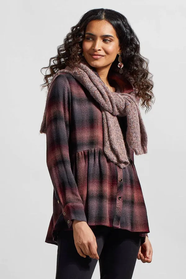 Tribal Plaid Peplum Button-Up