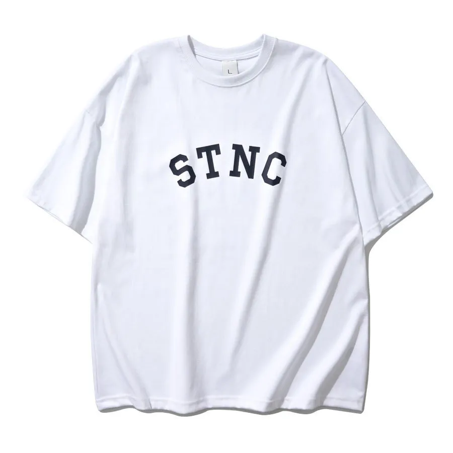 TWN  |Crew Neck Unisex Street Style Cotton Short Sleeves Logo