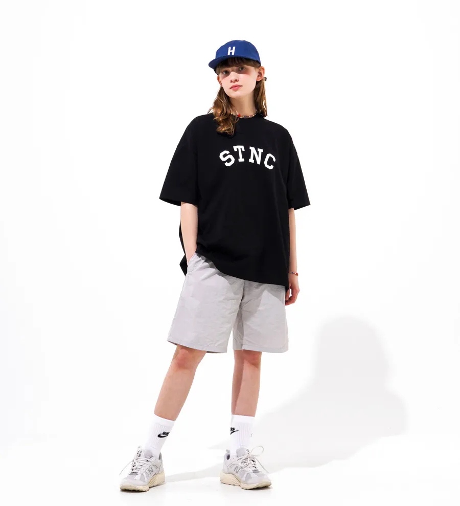 TWN  |Crew Neck Unisex Street Style Cotton Short Sleeves Logo