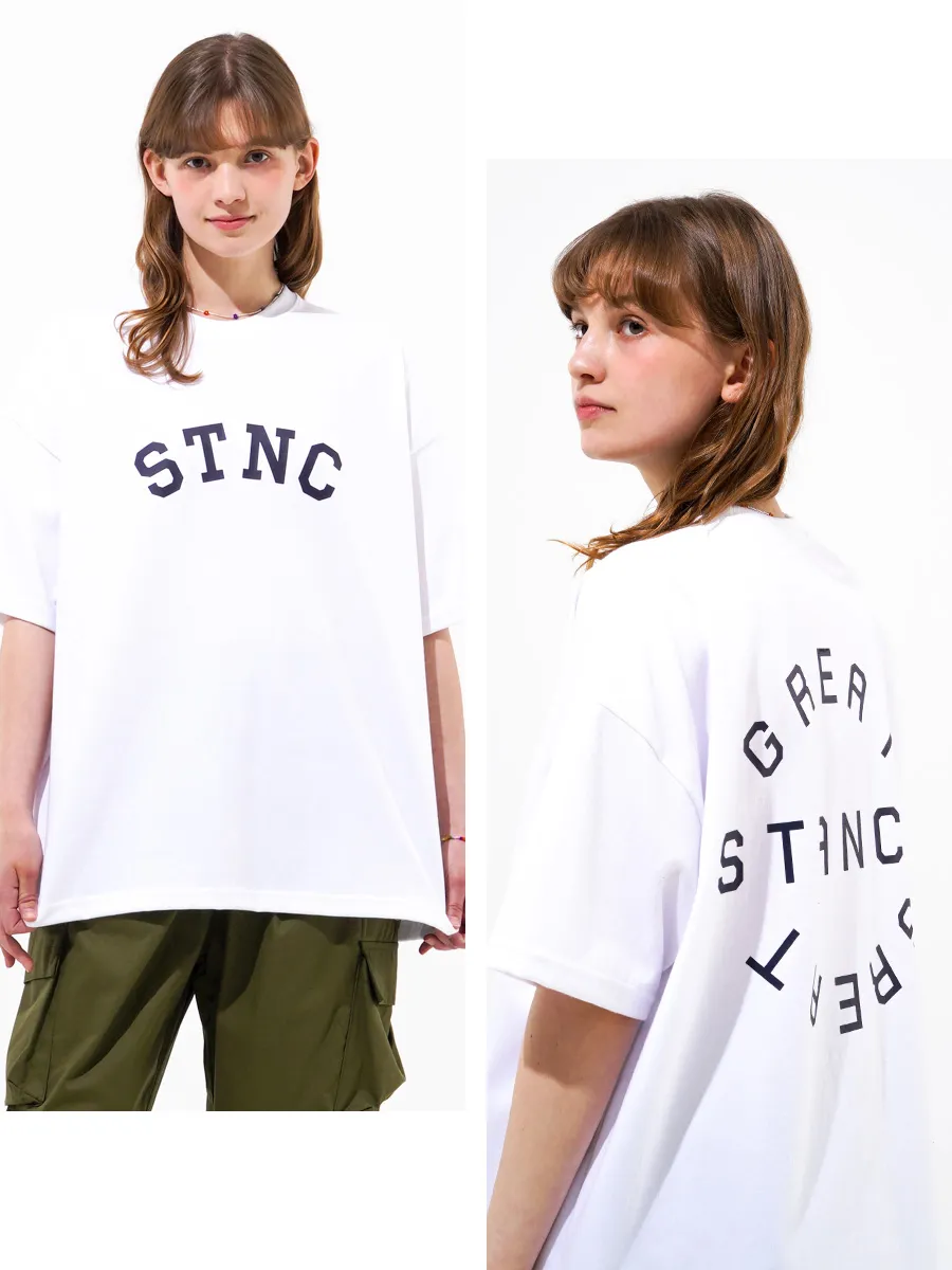 TWN  |Crew Neck Unisex Street Style Cotton Short Sleeves Logo