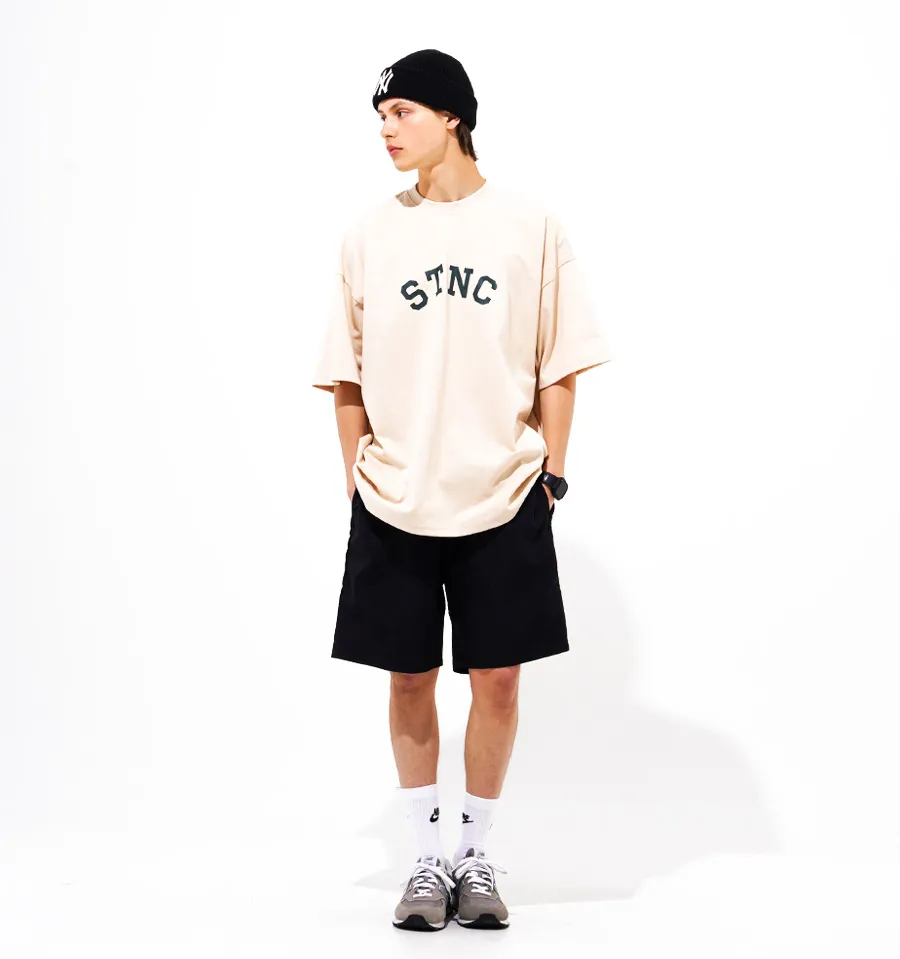 TWN  |Crew Neck Unisex Street Style Cotton Short Sleeves Logo