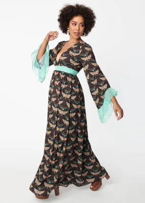 Unique Vintage Empire Moth 70's Maxi Dress