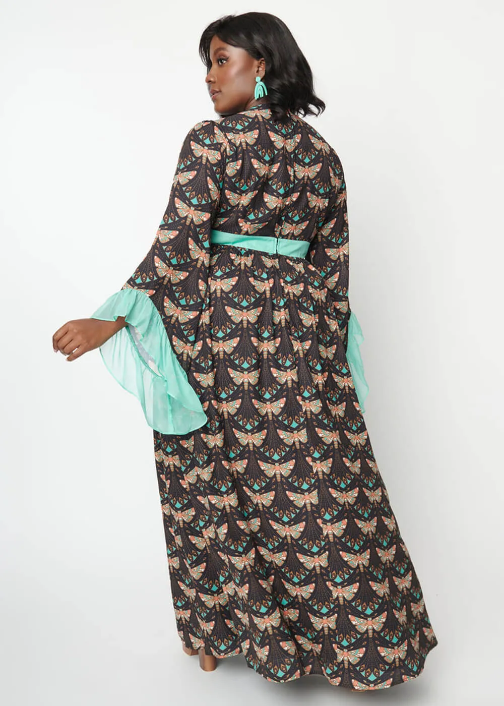 Unique Vintage Empire Moth 70's Maxi Dress