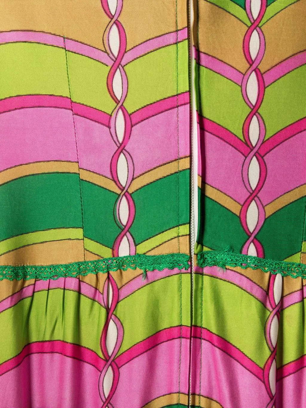 Vintage 1970s Pucci-inspired maxi dress with angel wing sleeves in gorgeous pinks and greens – UK 6 / 8