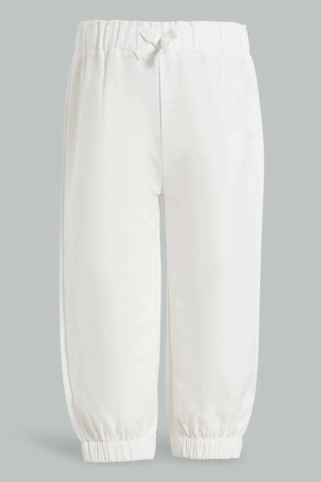 White Front Bow Casual Trouser For Baby Girls