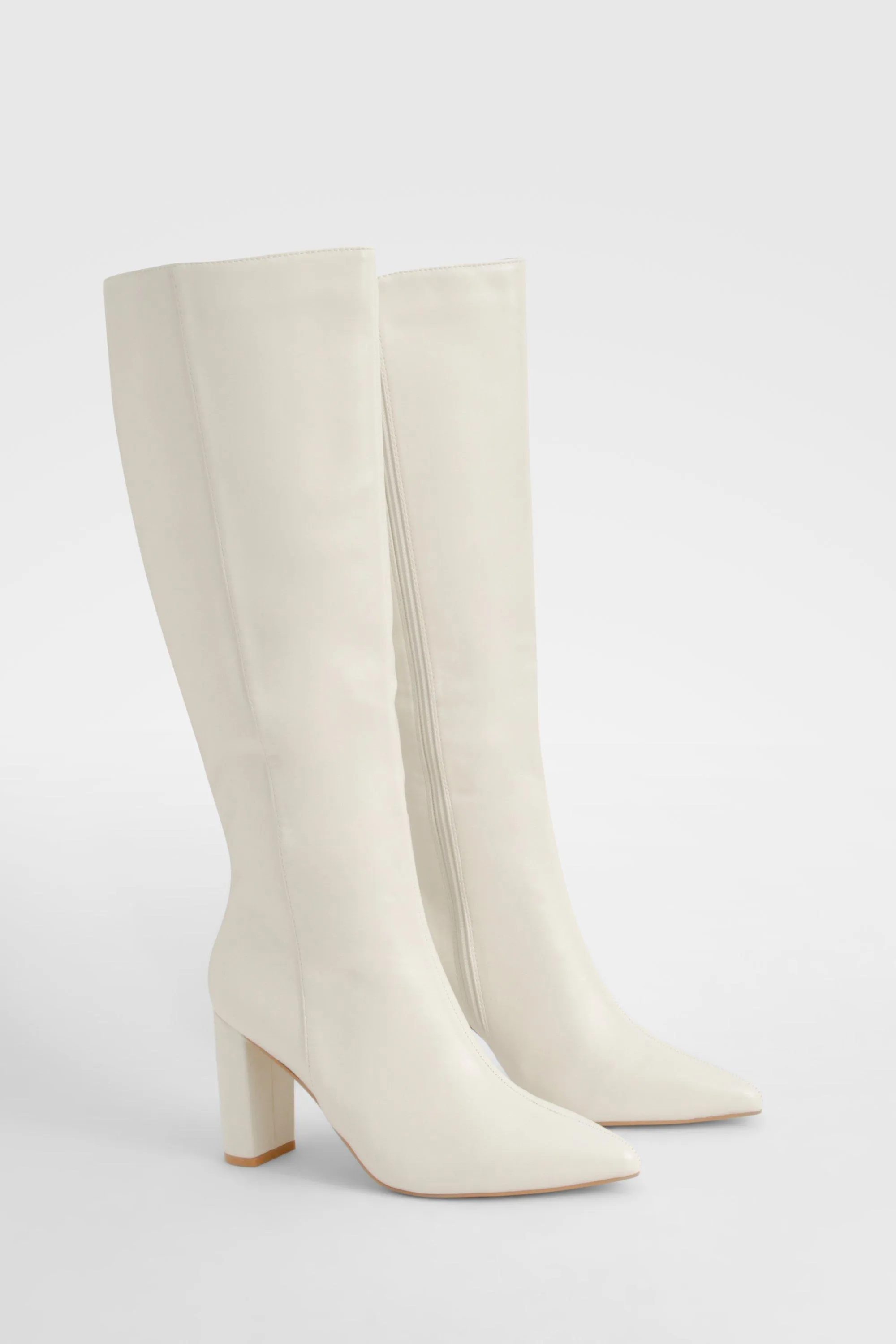 Wide Width Pointed Knee High Heeled Boot