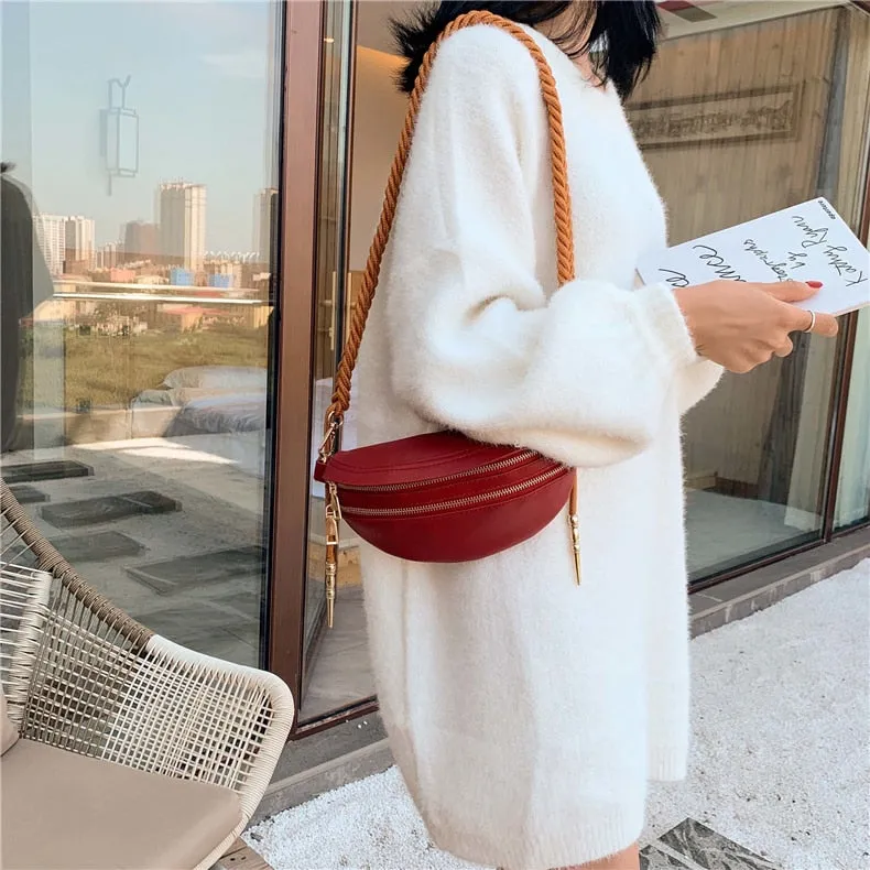 Women's Fashion Solid Versatile zipper Crossbody Chest Handbag