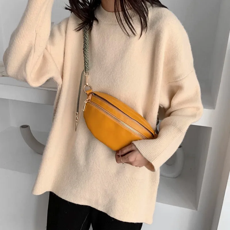 Women's Fashion Solid Versatile zipper Crossbody Chest Handbag