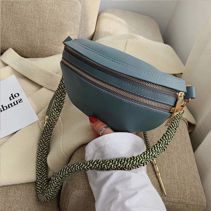 Women's Fashion Solid Versatile zipper Crossbody Chest Handbag