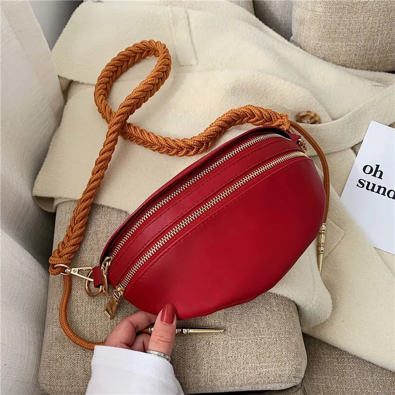 Women's Fashion Solid Versatile zipper Crossbody Chest Handbag