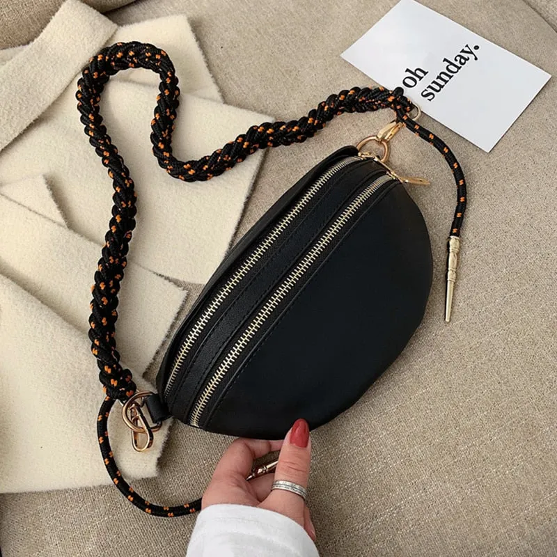 Women's Fashion Solid Versatile zipper Crossbody Chest Handbag