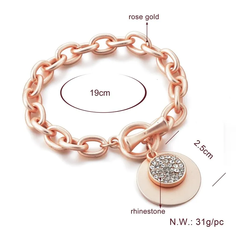 Women's Gold Round Shape Stainless Steel Distance Charm Bracelet