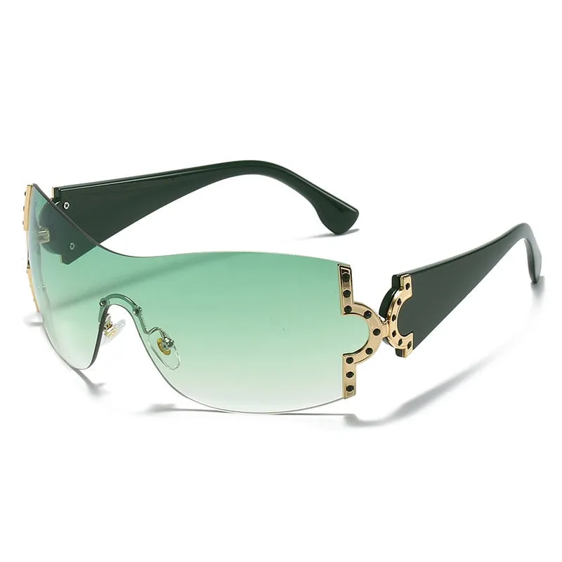 Women's Luxury Designer UV400 Diamond Rimless Eyewear Sunglasses