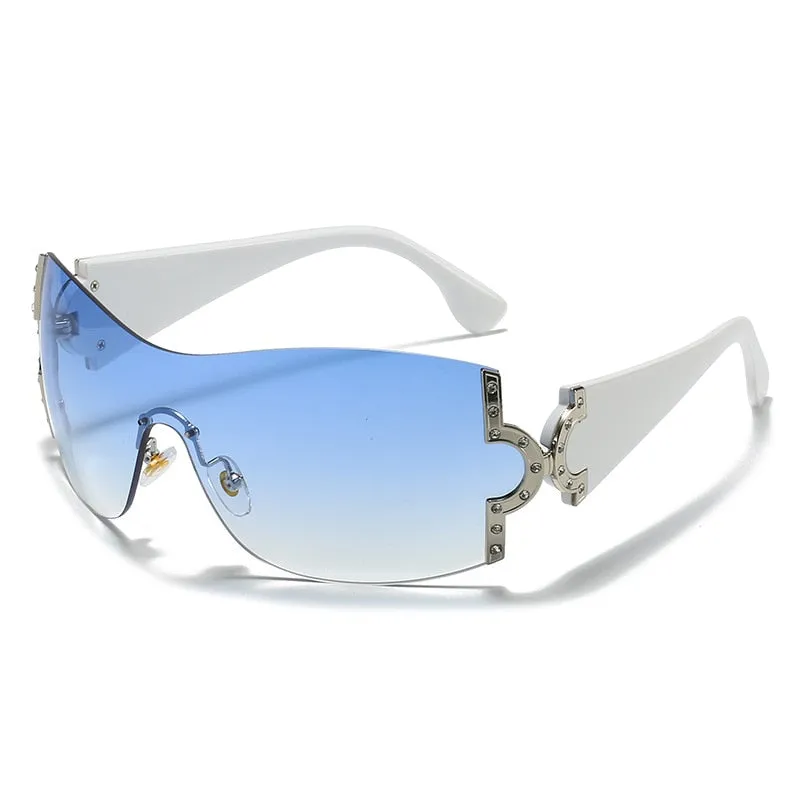 Women's Luxury Designer UV400 Diamond Rimless Eyewear Sunglasses