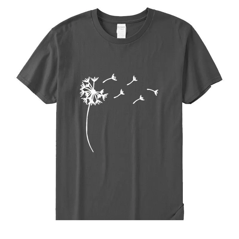 Women's Summer Cotton Graphic Wildflower Dandelion Casual T-shirt