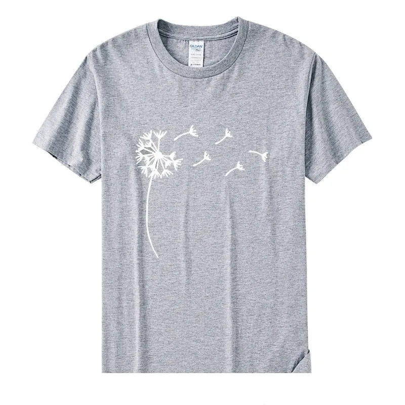 Women's Summer Cotton Graphic Wildflower Dandelion Casual T-shirt