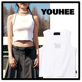 YOUHEE  |Casual Style Cotton Logo Tanks & Camisoles