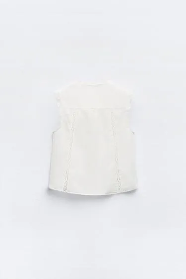 ZARA  |Casual Style Sleeveless Cotton Elegant Style