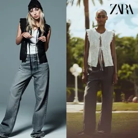 ZARA  |Casual Style Sleeveless Cotton Elegant Style