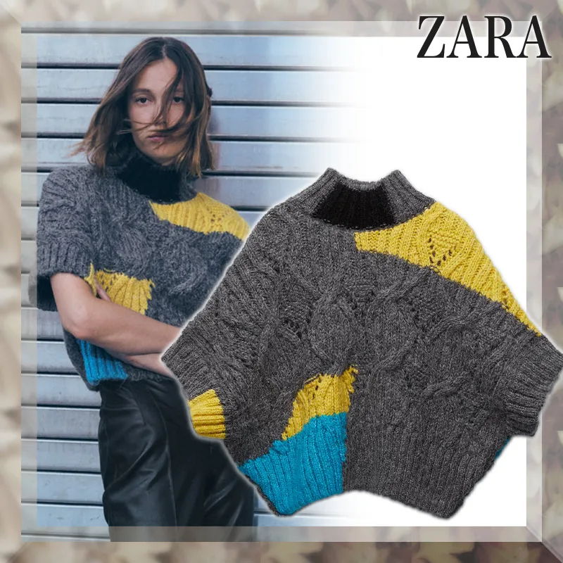 ZARA  |Casual Style V-neck & Crew neck