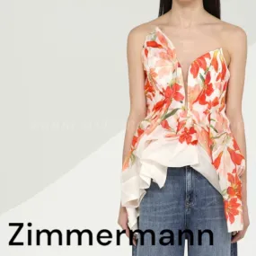 Zimmermann  |Flower Patterns Casual Style Sleeveless V-Neck Elegant Style