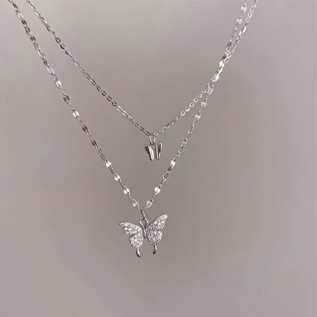 Zircon Butterfly Pendant Choker Light Luxury